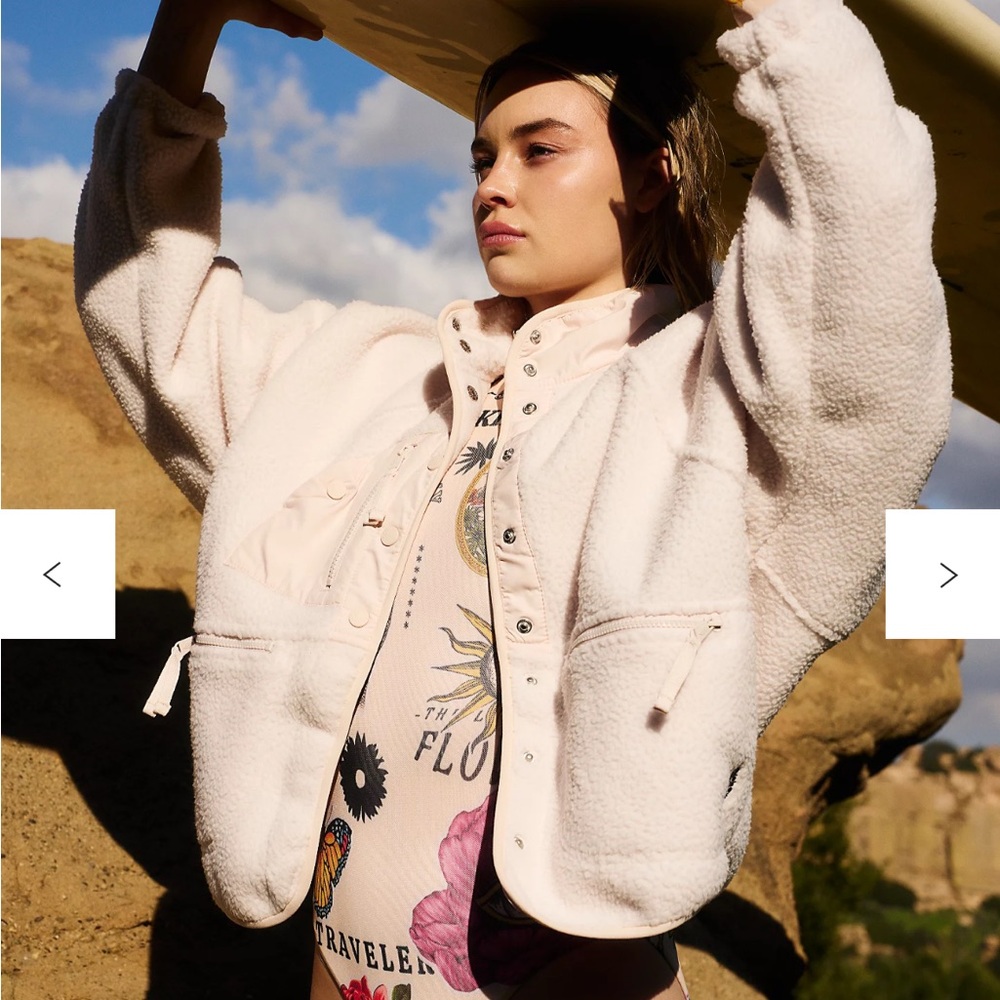 Free People Hit the Slopes Fleece Jacket in canvas, size small